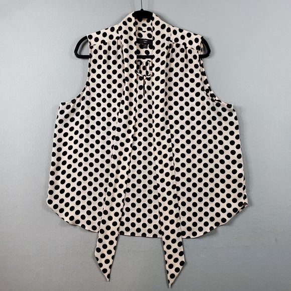 J.CREW Tops - J.Crew 365 Blouse Womens Size XXL Biege w/ Black Polka Dots Style L738